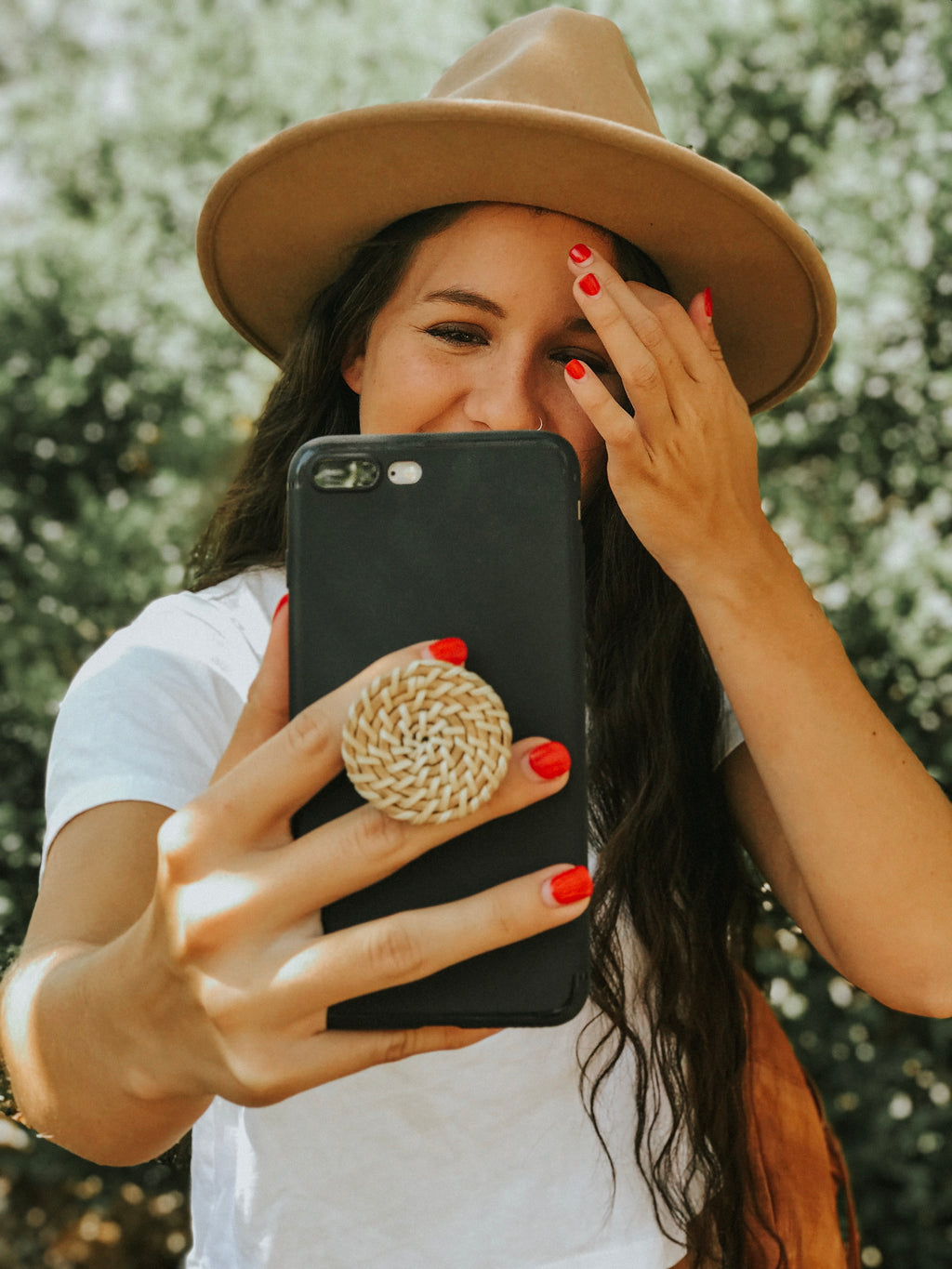 Tan Rattan Phone Grips