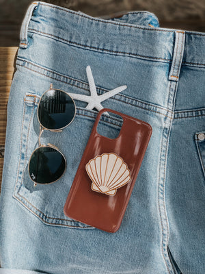 Wood Seashell Phone Grip
